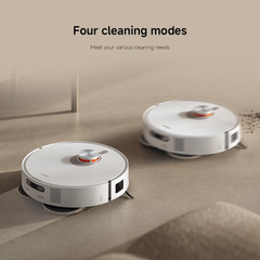 Xiaomi Robot Vacuum X20 Pro demonstrating four cleaning modes on hard flooring