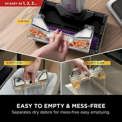 Shark SteamPickUp SD200ME easy 3-step emptying process – detach, empty in bin, empty in sink