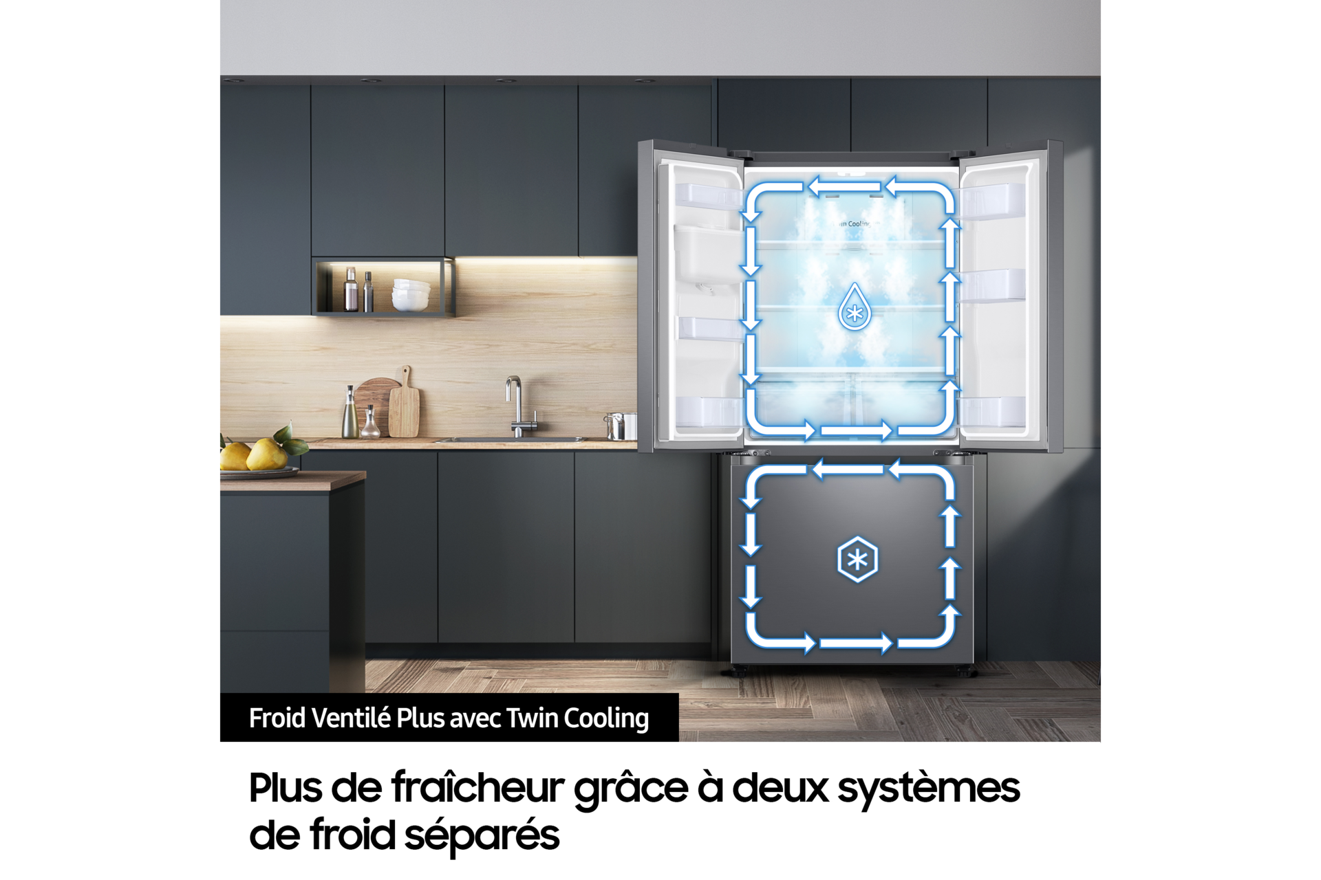 Samsung 488L Multi-Door Refrigerator Twin Cooling Plus No Frost Digital Inverter RF48A400EM9/EF (Silver)