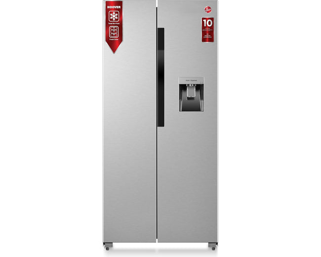 Hoover HSB-K532-WS 532L Side by Side Refrigerator Inox – front view