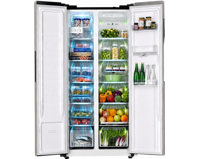 Hoover HSB-K532-WS Refrigerator – doors open with food