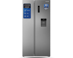 Krome KR-SBS600WM 600L Side by Side Refrigerator Inox – front view