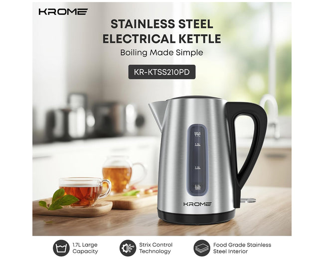 Krome KR-KTSS210PD Stainless Steel Electric Kettle 1.7L
