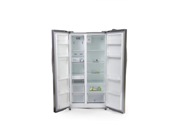Midea HC-689WEN(SS) Refrigerator – doors open, empty