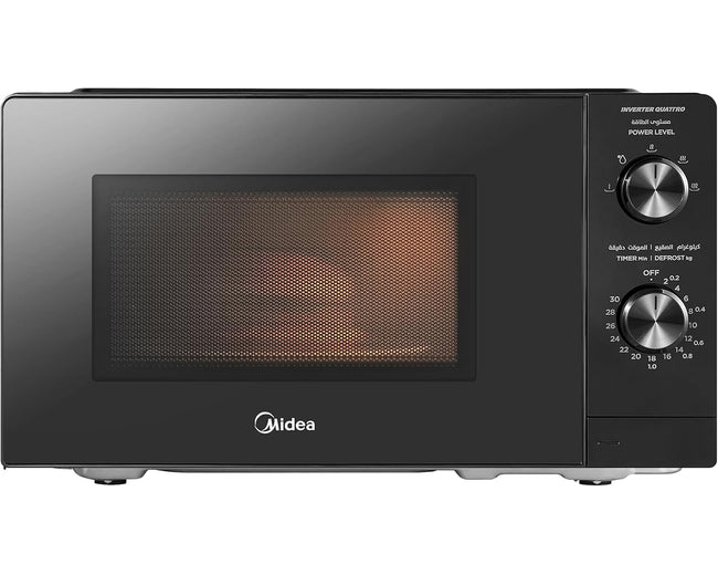 Midea MM7P012MZ-BK 20L solo microwave, black – front view
