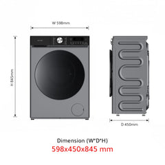 Star Track 7KG Front Load Washing Machine with BLDC Inverter Motor 1400 RPM & Steam Wash SW-700ATT2-AZ (GRAY)