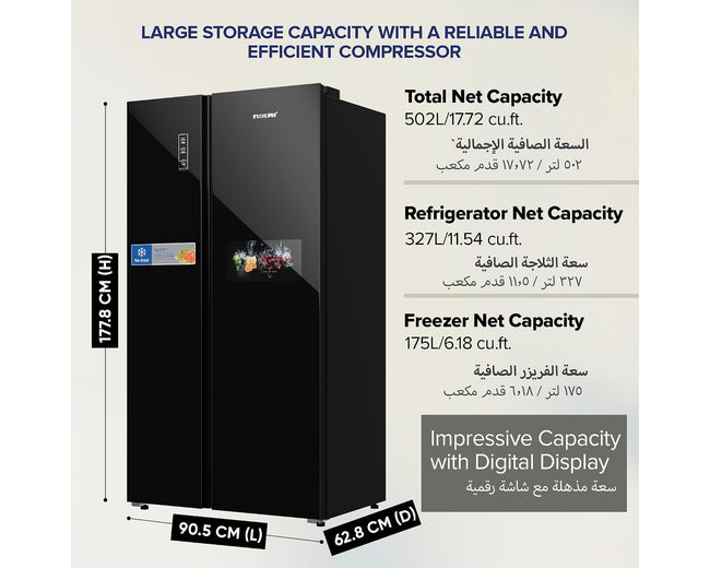 Nikai NRF800SBBG Refrigerator – capacity and dimensions