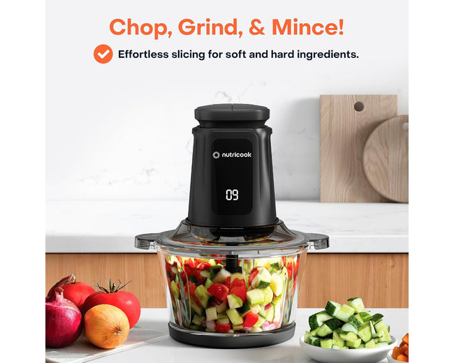 Nutricook CH1200ME Electric Food Chopper & Mincer 1.2L Glass Bowl