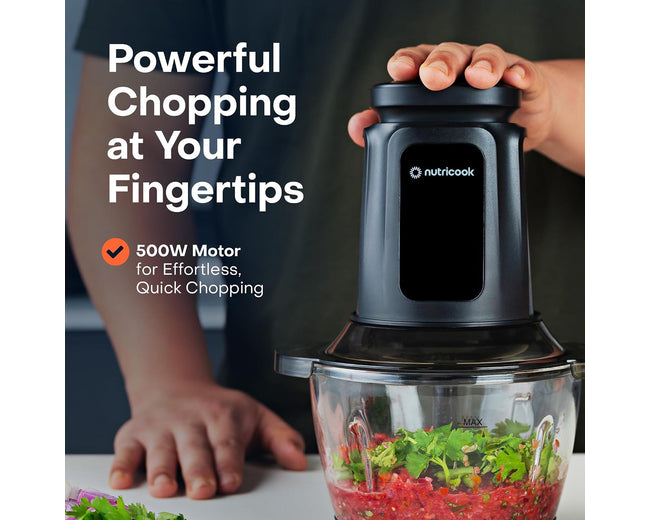 Nutricook CH1200ME Electric Food Chopper & Mincer 1.2L Glass Bowl