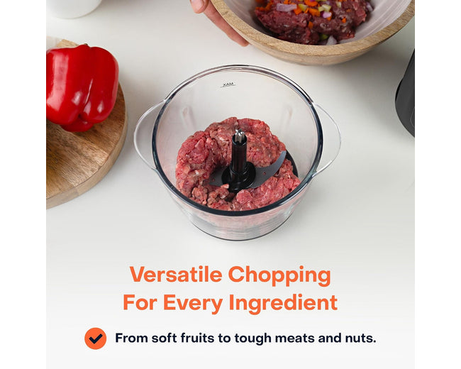 Nutricook CH1200ME Electric Food Chopper & Mincer 1.2L Glass Bowl