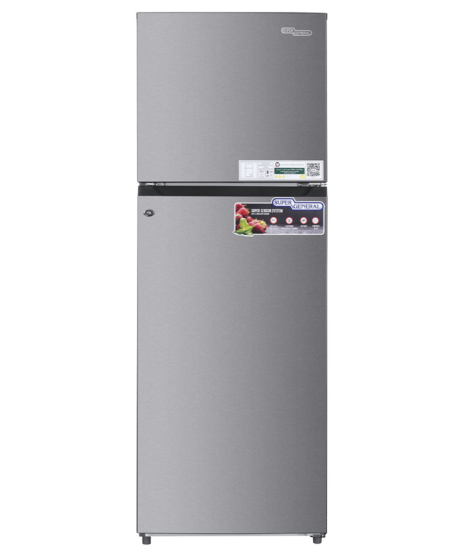 Super General SGR415IE 410L Double Door Refrigerator, No Frost, Inverter Compressor – Silver