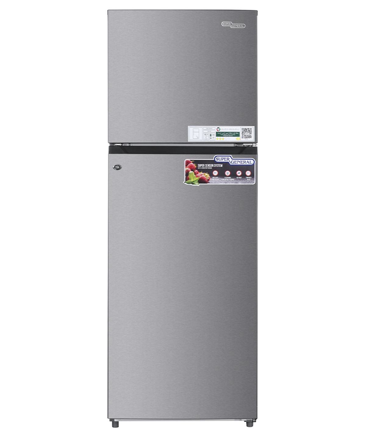 Super General SGR415IE 410L Double Door Refrigerator, No Frost, Inverter Compressor – Silver
