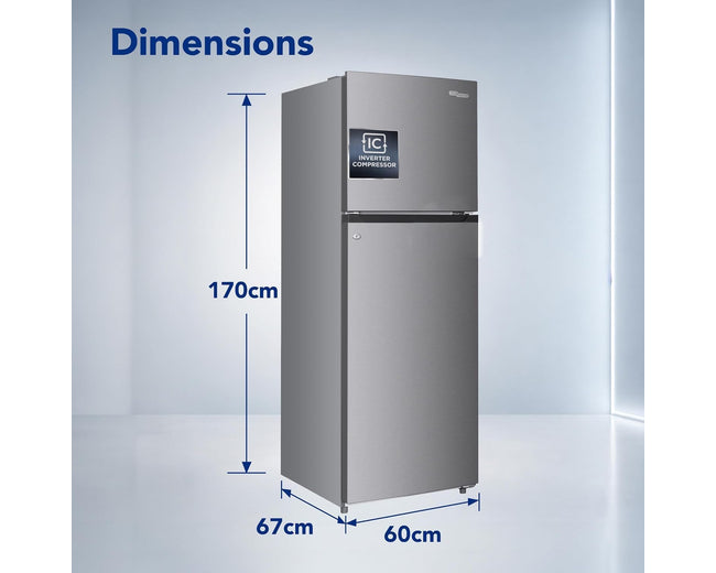 Super General SGR415IE 410L double door refrigerator, silver – front view