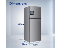 Super General SGR415IE 410L double door refrigerator, silver – front view
