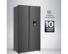 Super General SGR885SBSAN 880L side-by-side refrigerator, dark inox – front view