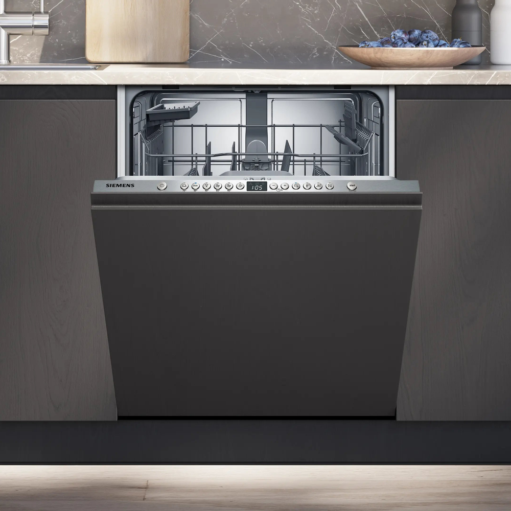 Siemens iQ100 SN616X00AM fully-integrated dishwasher installed in a modern kitchen