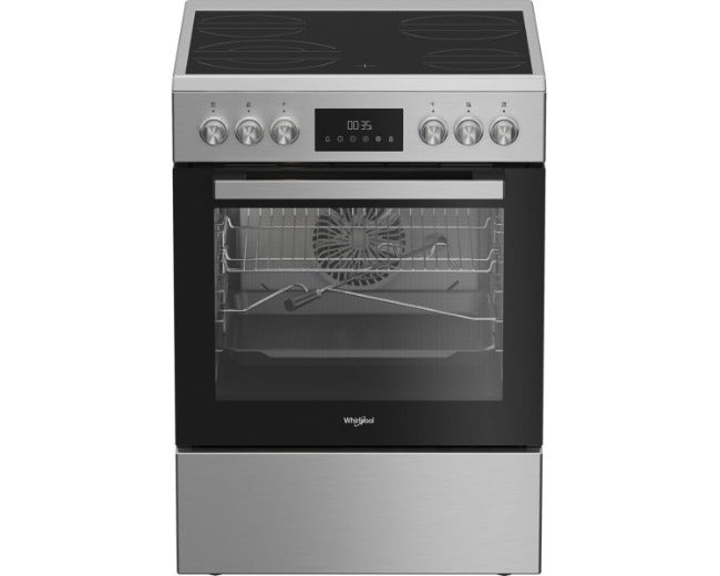 Whirlpool WR60 EV520207 XME 60cm Ceramic Cooker, 83L Multifunction Oven, Inox